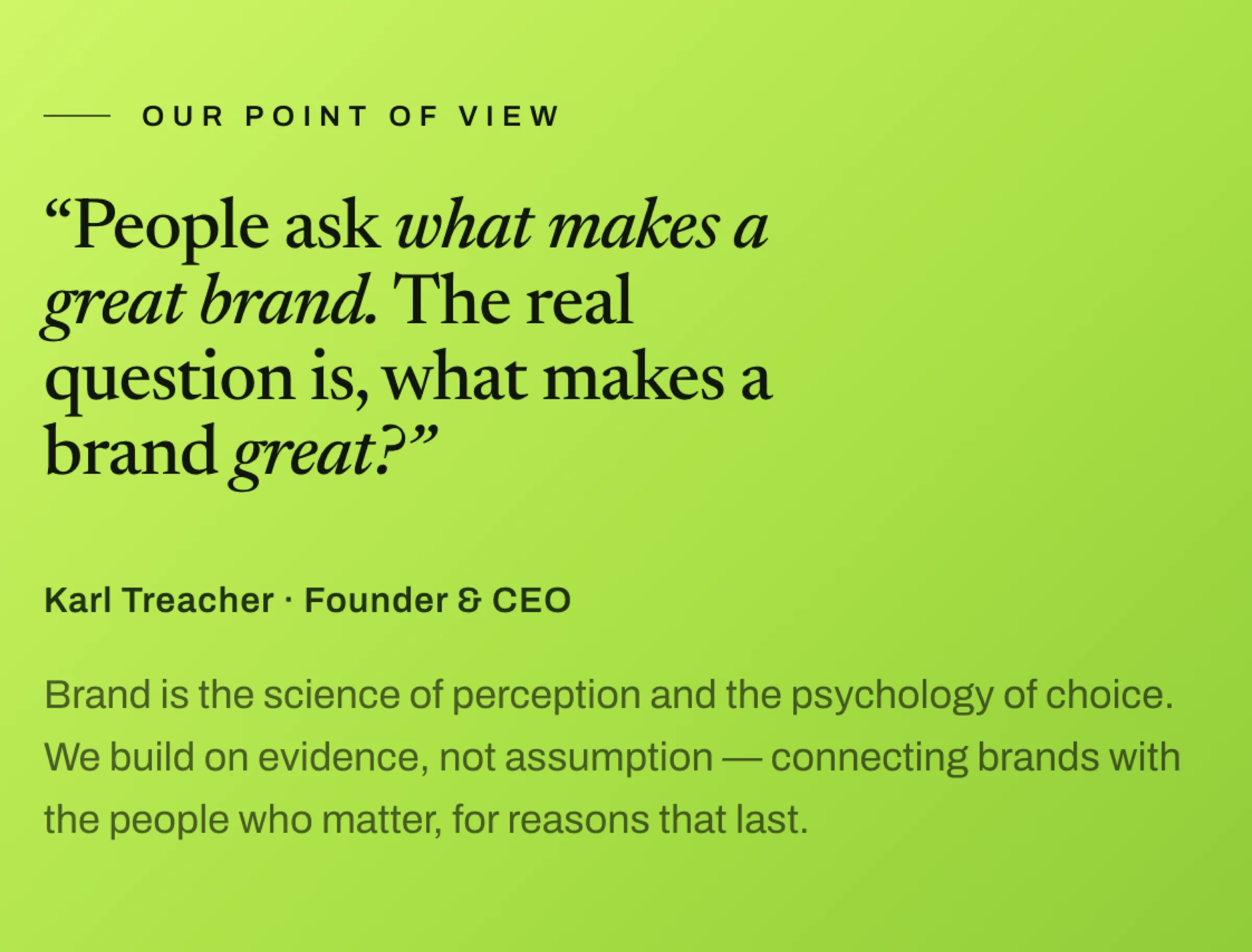 The Brand Institute point of view — what makes a brand great?