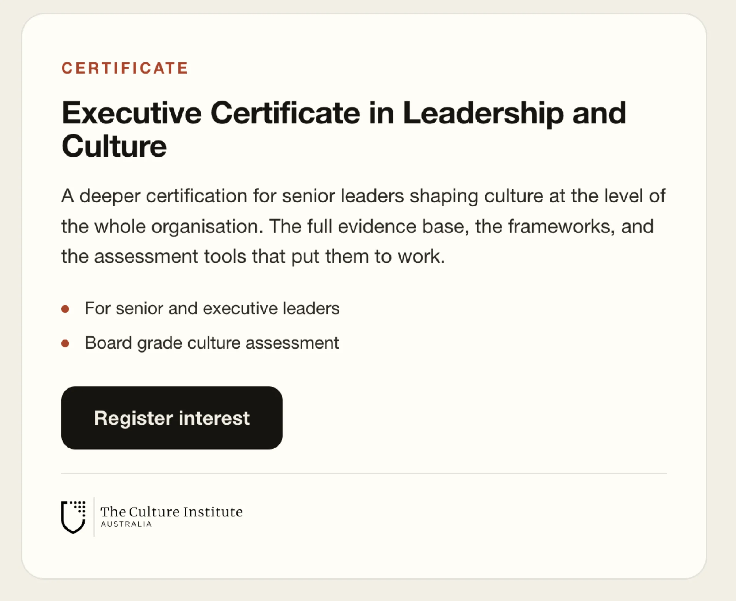 Executive Certificate in Leadership and Culture