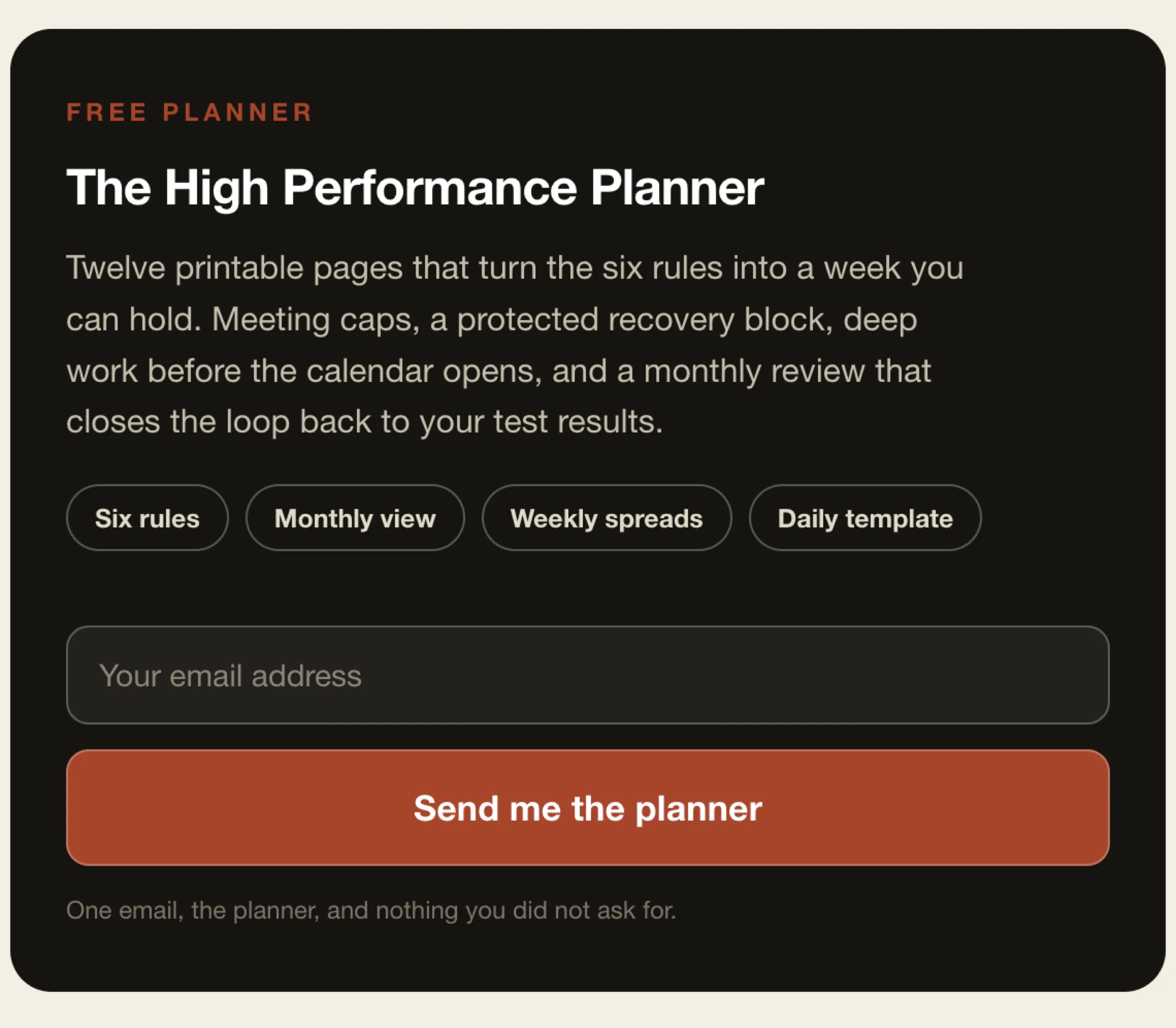 The High Performance Planner — free download sign-up