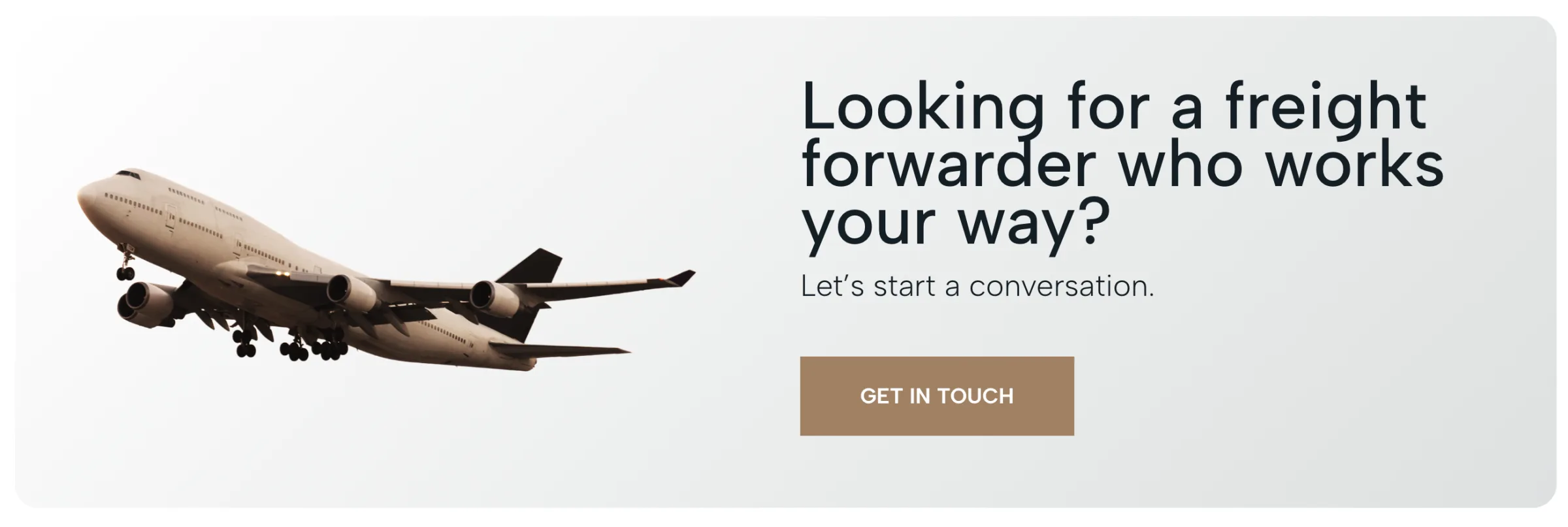 Cable International website — looking for a freight forwarder enquiry banner