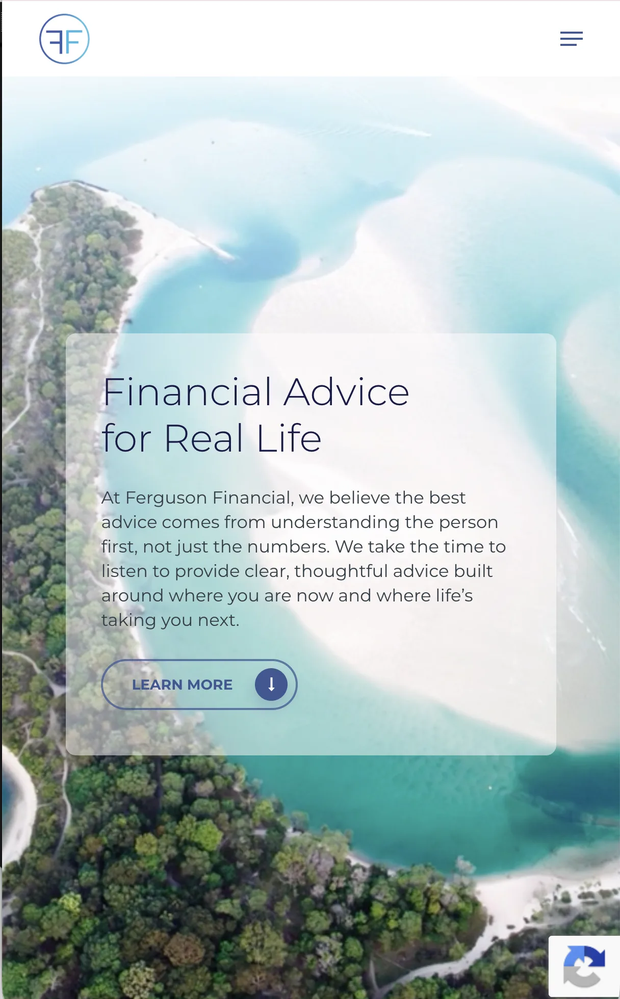 Ferguson Financial adviser website — Financial advice for real life, mobile hero