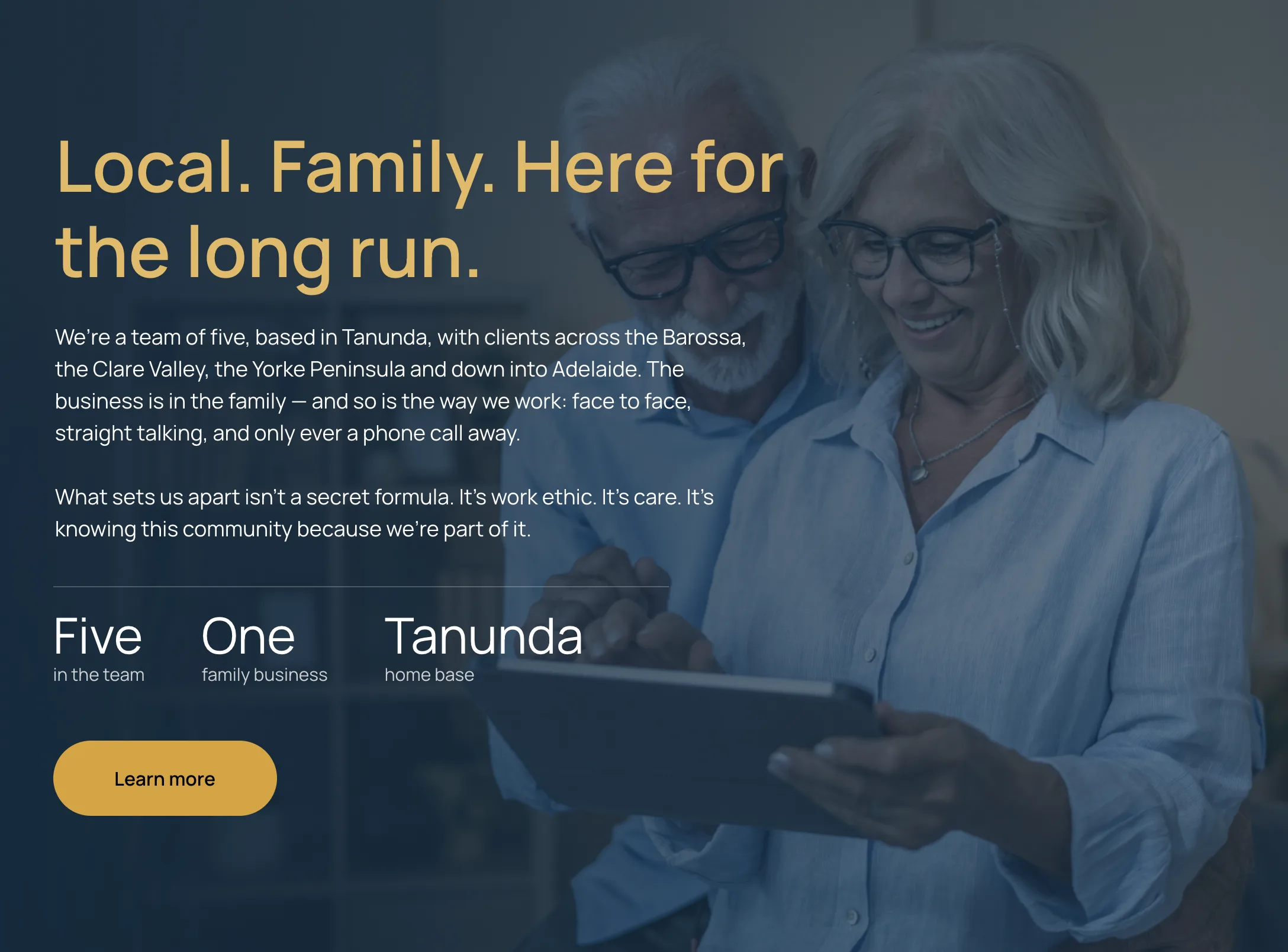 Mansell Financial Services adviser website, Barossa — Local. Family. Here for the long run.