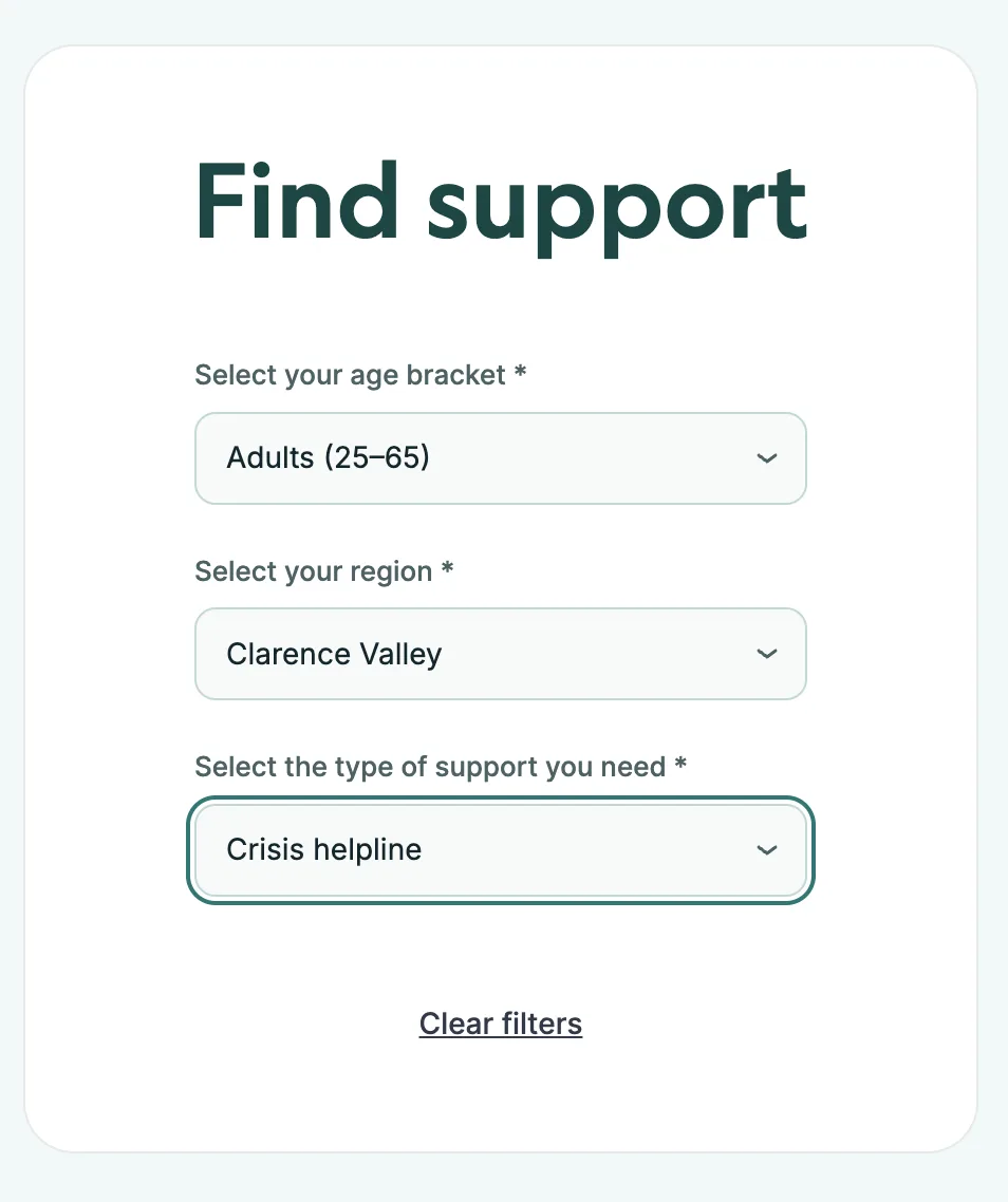 Find support — a guided tool for the community