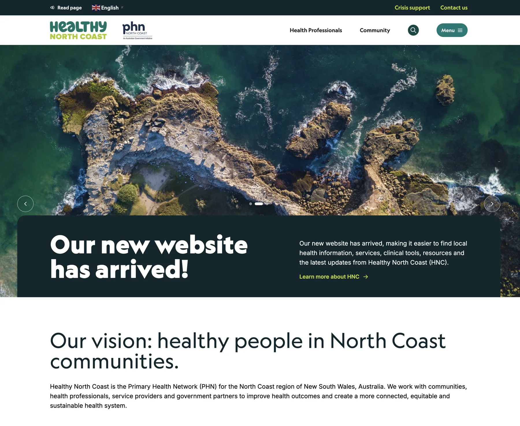 Homepage hero — Our new website has arrived