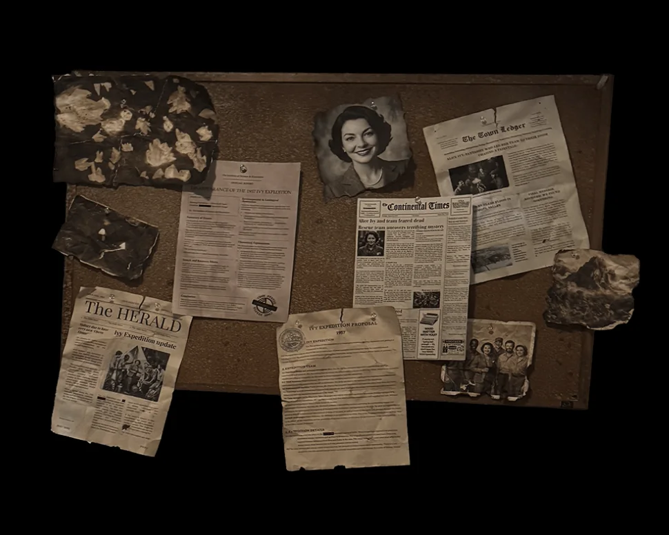 Story props — the evidence corkboard
