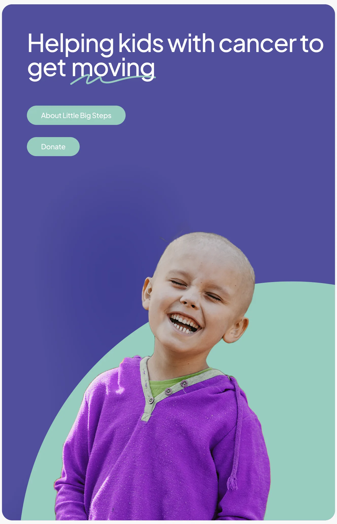 Little Big Steps children's charity website — helping kids with cancer get moving