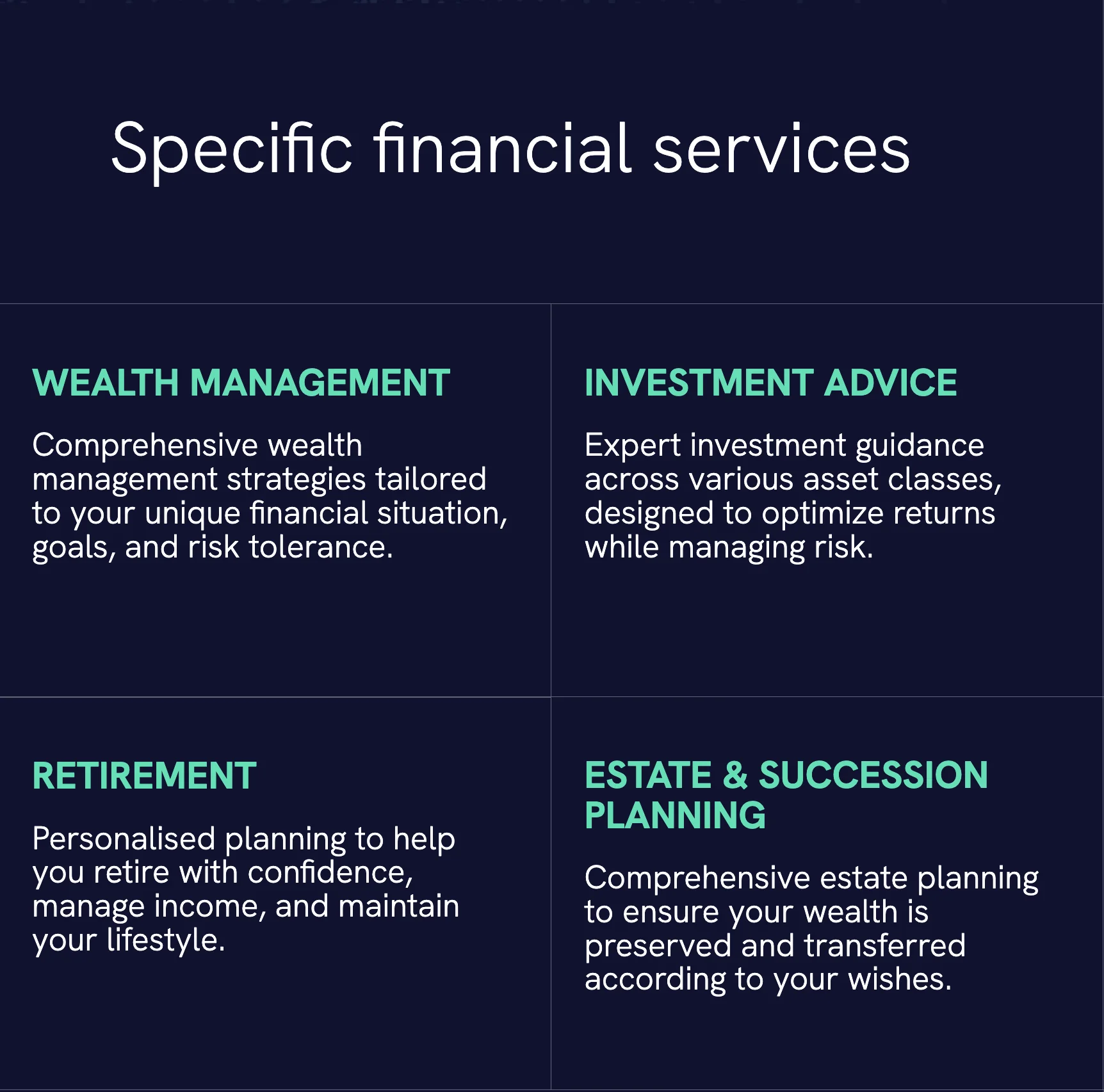 Specific financial services