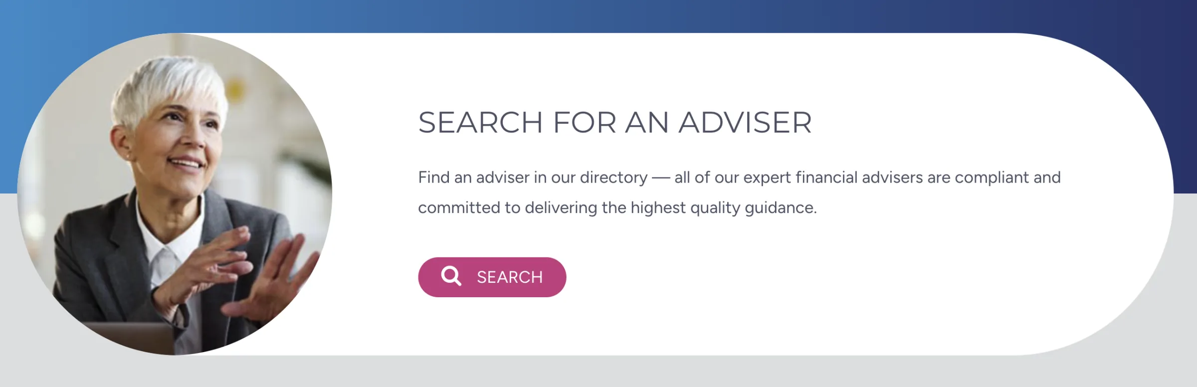 Personal Financial Services website — search for a financial adviser