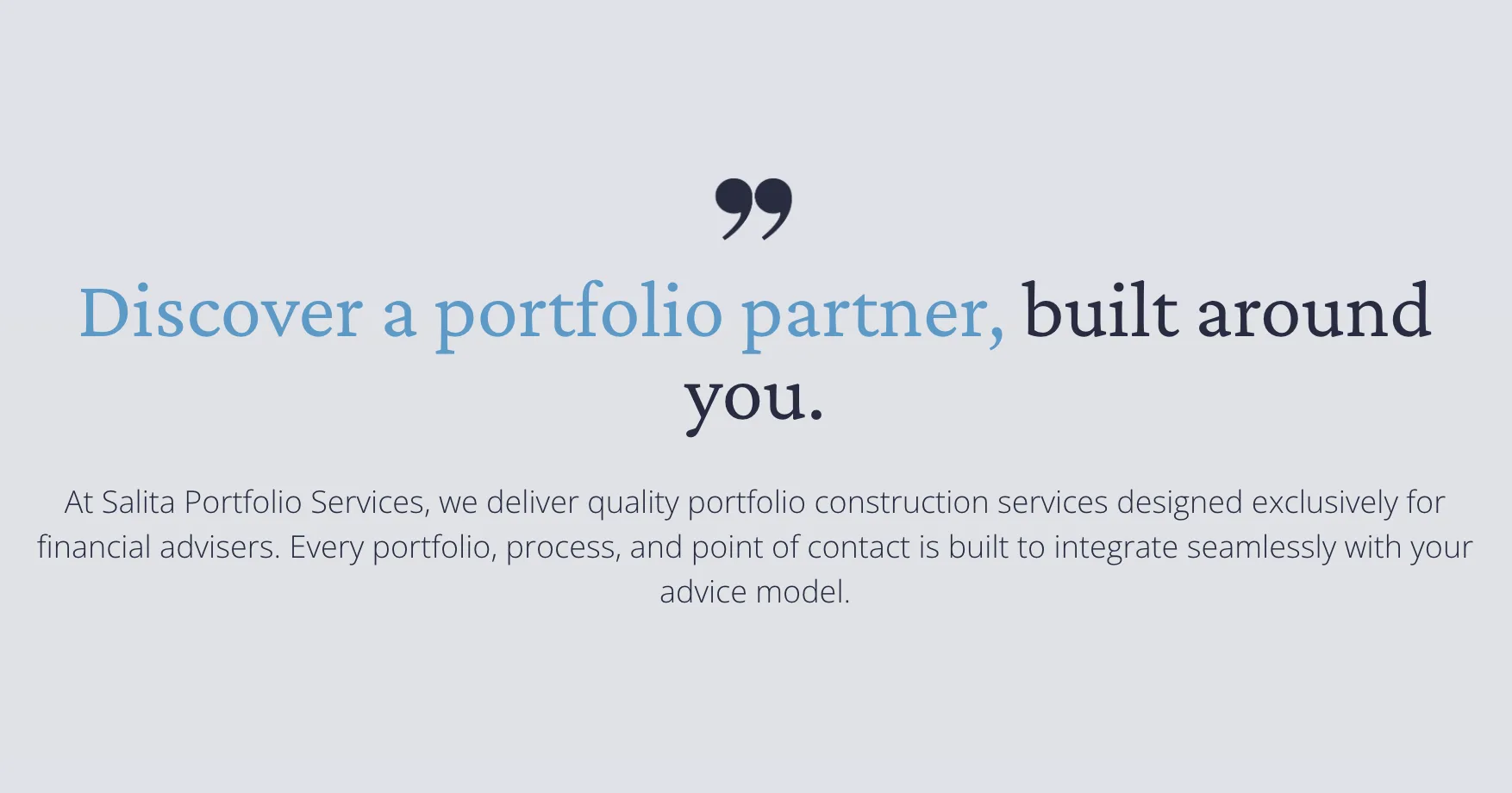 Salita Portfolio Services website — Discover a portfolio partner, built around you