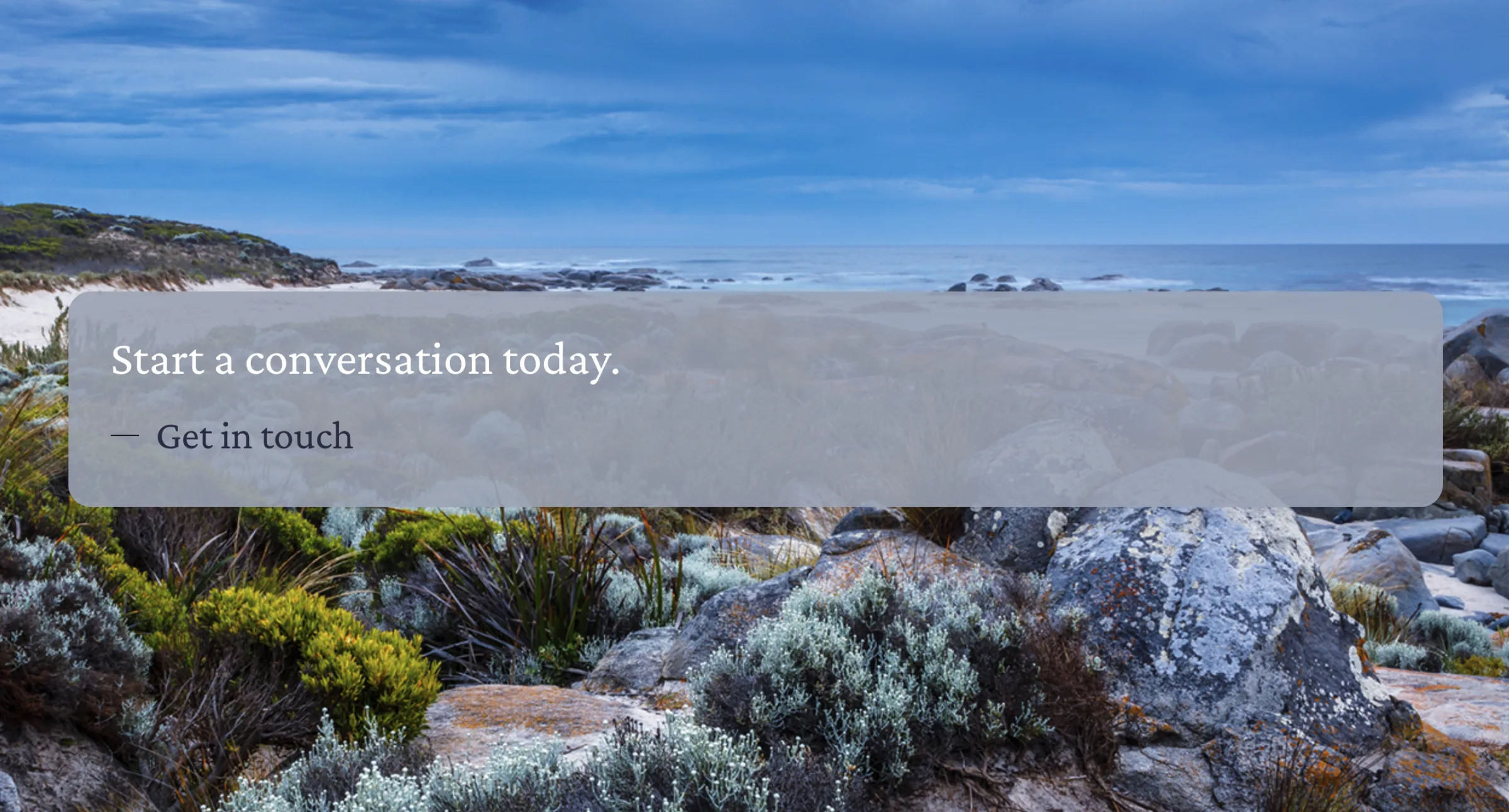 Salita Portfolio Services website — Start a conversation coastal banner