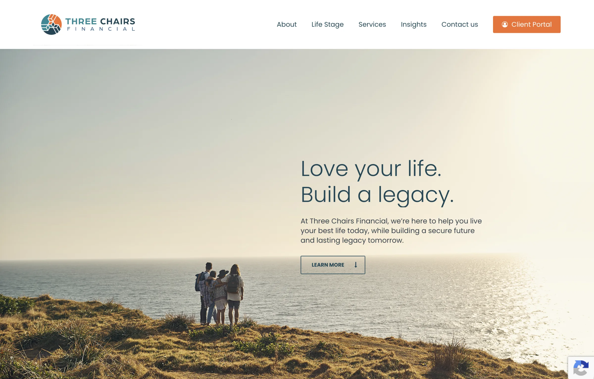 Three Chairs Financial adviser website — Love your life. Build a legacy.