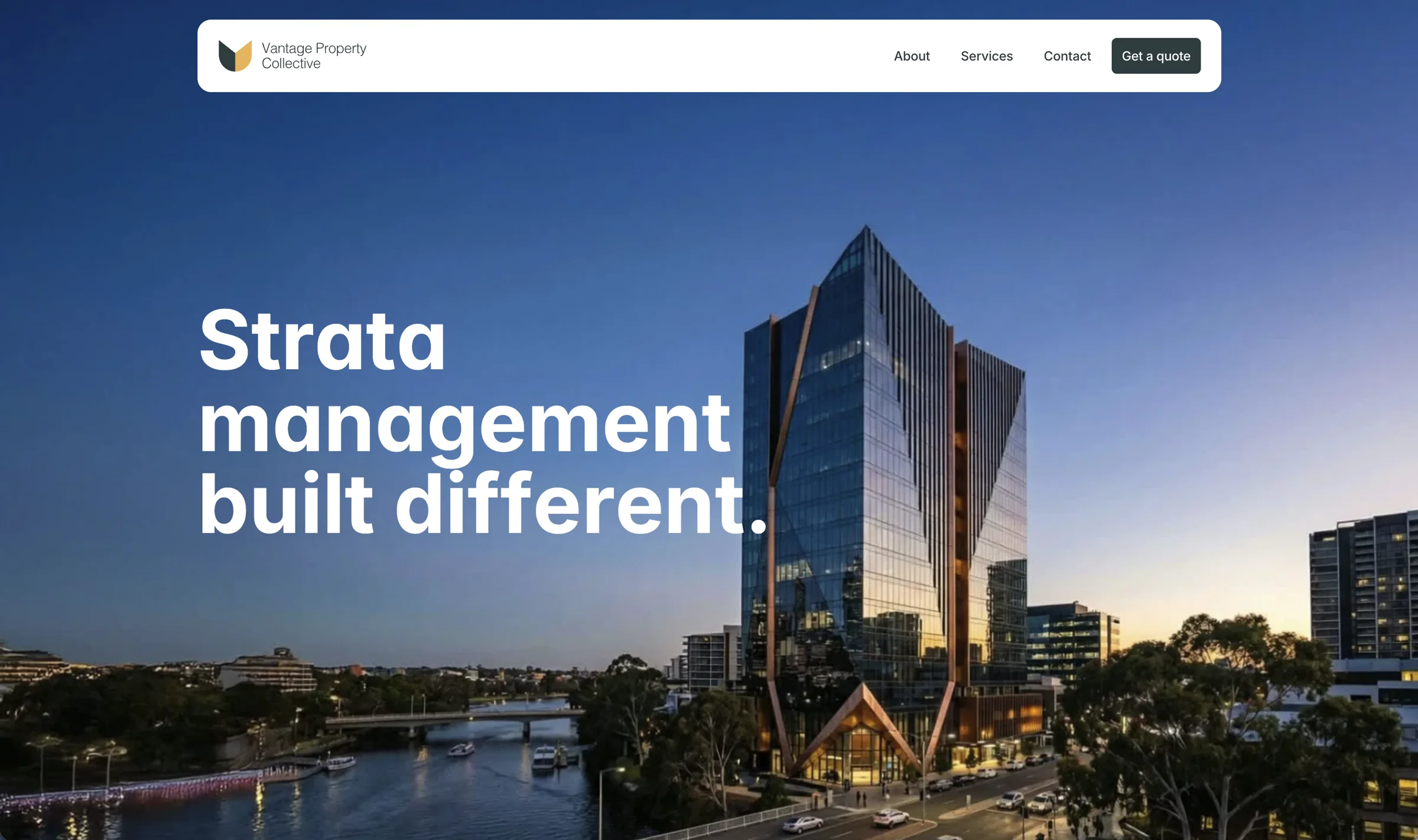 Homepage hero — Strata management built different