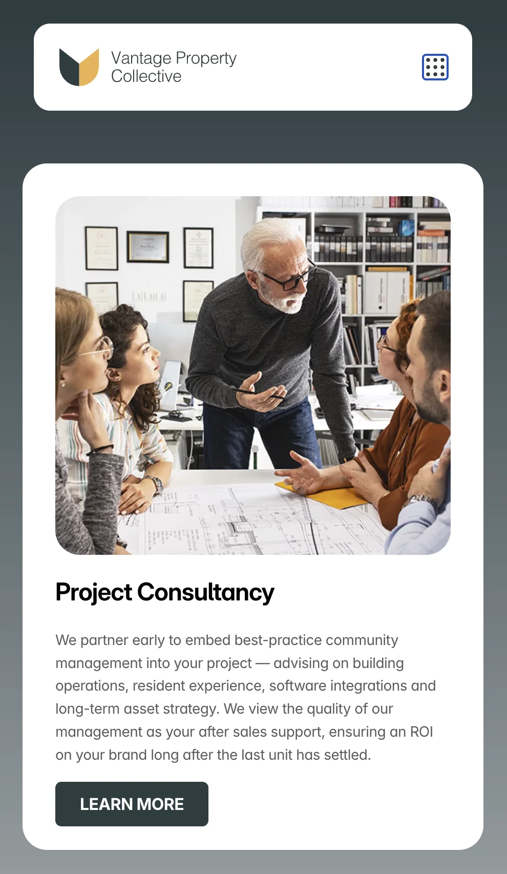 Mobile — project consultancy service card