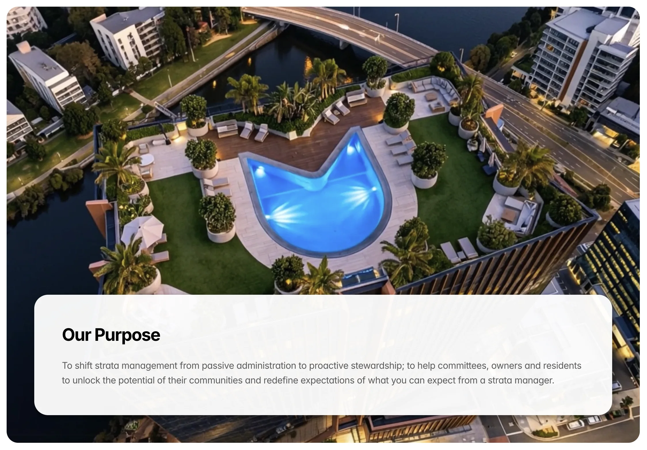 Our Purpose — aerial photography leads the story