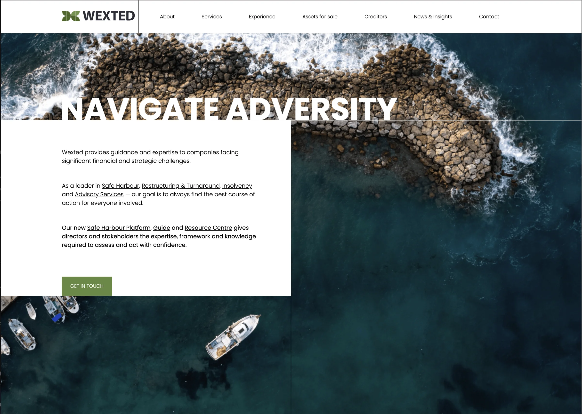 Homepage hero — Navigate adversity